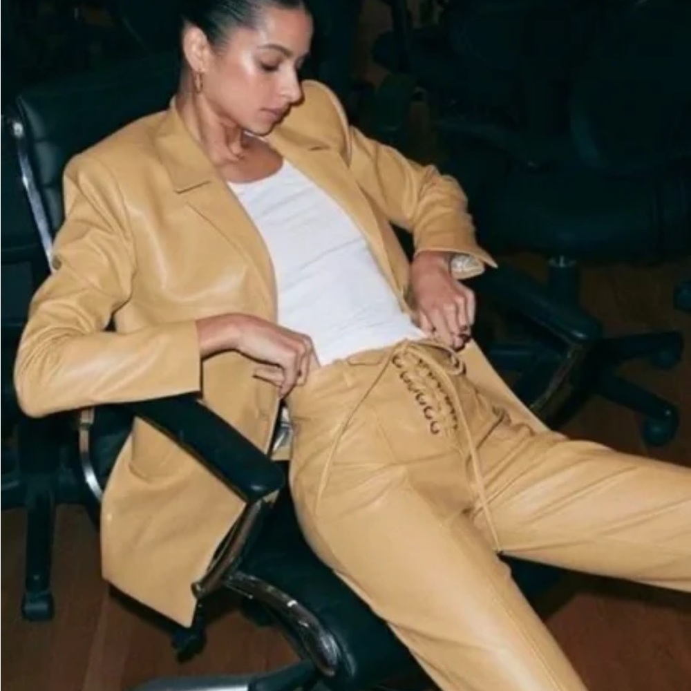 Song of Style Tan Faux Leather Pants